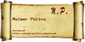Malmer Polina névjegykártya